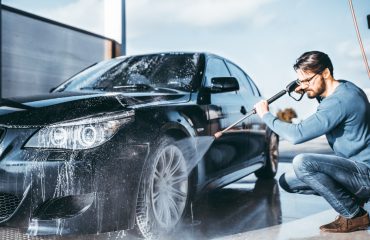 pressure wash to clean car